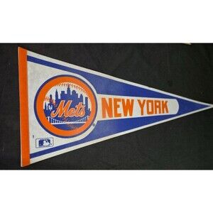 1980'S NEW YORK METS MLB BASEBALL PENNANT FLAG VTG